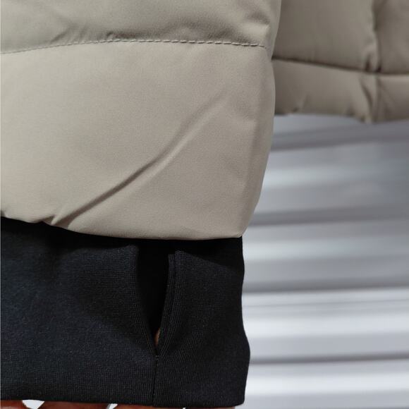 Michael Michael Kors Womens Down Puffer Jacket Coat Large Taupe Hooded Packable - Picture 10 of 13